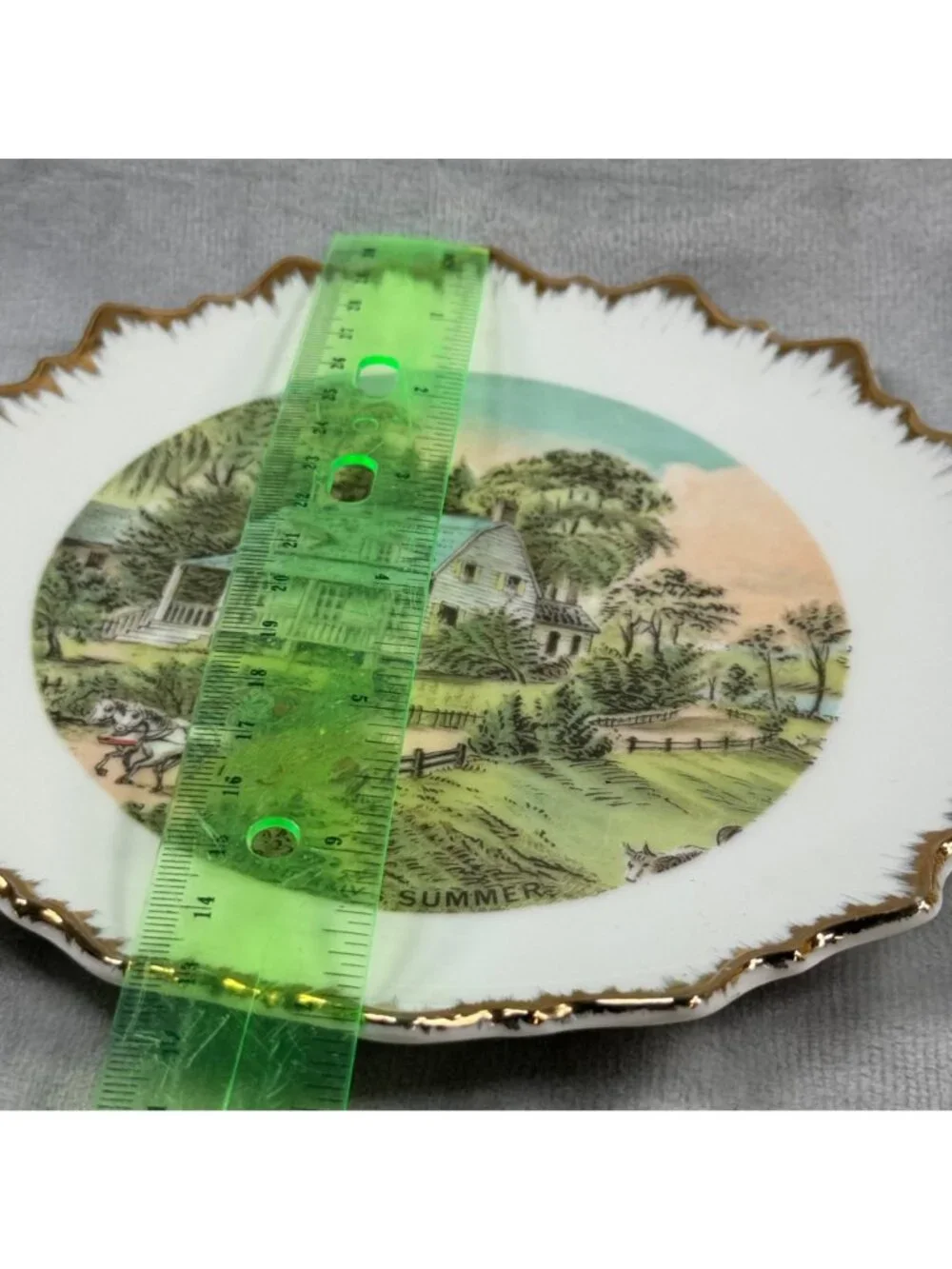 Currier & Ives Decorative Plate With Gold Trim - Summer Scene - Japan